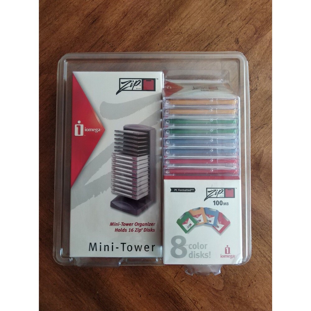 NEW Iomega Zip 100MB 8x Disks w/ Storage Tower PC Formatted Data Storage VTG
